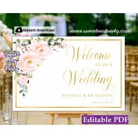 Blush roses welcome sign template,Blush roses wedding welcome sign template,(136)